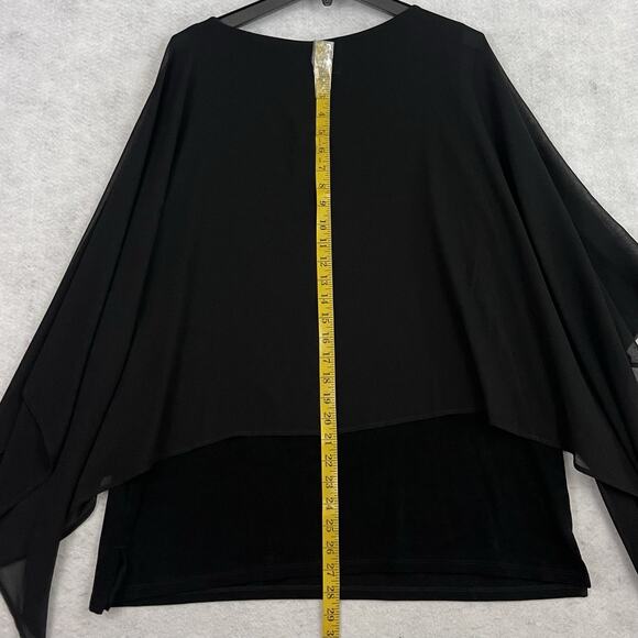 Chicos Travelers Chiffon Layered Blouse Size 3 US 16/18 Black Boat Neck Elegant - Picture 5 of 10